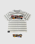 "Notebook Stickers" Grey Stripped T-Shirt