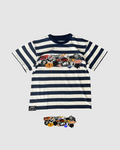 "Notebook Stickers" Navy Stripped T-Shirt