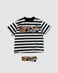 "Notebook Stickers" Black Stripped T-Shirt